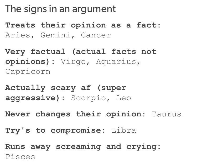 The Signs in an argument